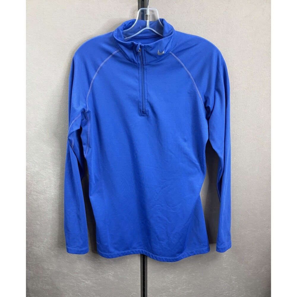 Nike Pro Combat Dri-FIT Blue 1/4 Zip Fitted Athletic Pullover Size Large